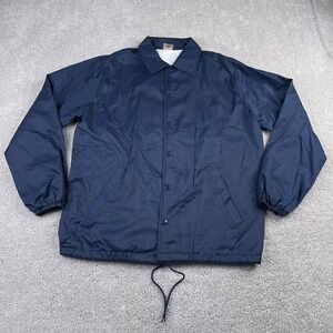 VINTAGE‎ Cheetah Jacket Mens Medium Blue Warm Up Lined Satin Windbreaker 80s